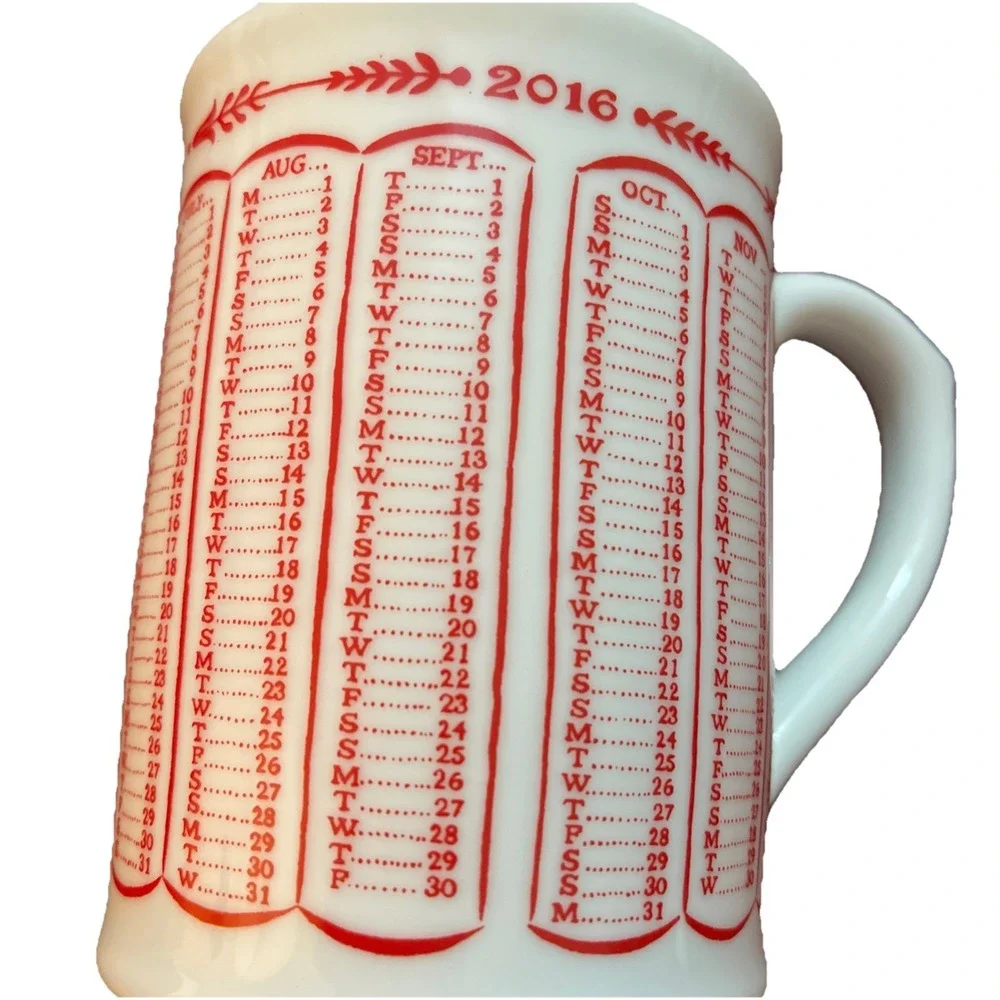 Williams Sonoma Coffee Mug 2016 Calendar Cup 14 oz Porcelain Gift Anniversary‎